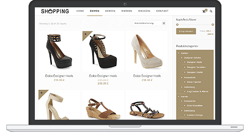 Beispiel eines professionellen Webshops für Fashion und Mode im responsive Web-Design