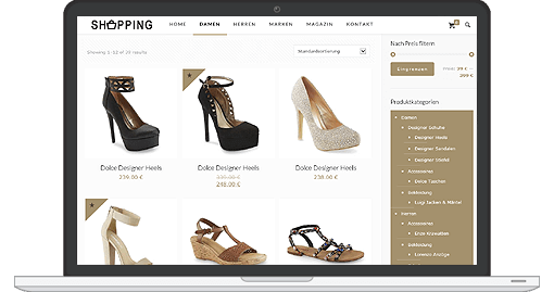 Webdesign-Beispiel eines Webshops für Fashion und Mode Beispiel eines professionellen Webshops für Fashion und Mode im responsive Web-Design
