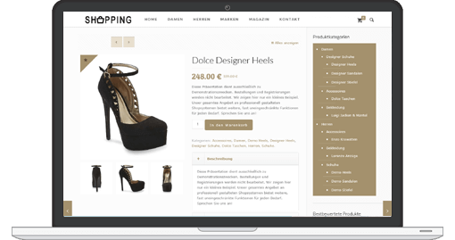 Webdesign-Beispiel eines professionellen Webshops Beispiel eines professionellen Webshops im responsive Web-Design