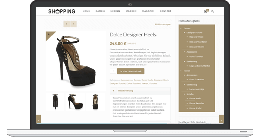 Beispiel eines professionellen Webshops im responsive Web-Design