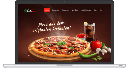 Beispiel einer professionellen Pizzeria Restaurant-Homepage im responsive Web-Design
