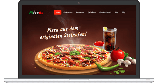 Webdesign-Beispiel einer Pizzeria Restaurant-Homepage Beispiel einer professionellen Pizzeria Restaurant-Homepage im responsive Web-Design