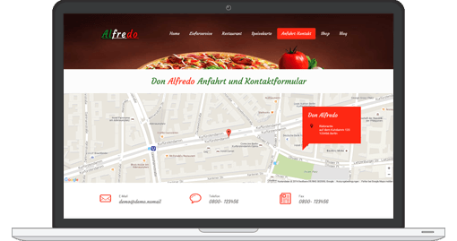 Beispiel eines Kontaktformulares im responsive Web-Design für Pizzerias und Restaurants