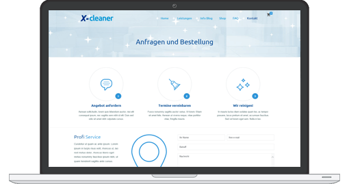 Beispiel eines Kontaktformulares für Reinigungsdienste im responsive Web-Design