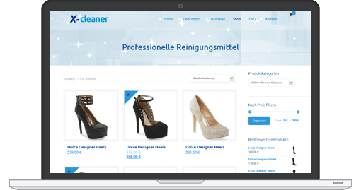 Beispiel eines professionellen Webshops für Reinigungsdienste im responsive Web-Design