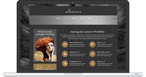 Beispiel einer individuellen Webseite im responsive Web-Design für Friseure