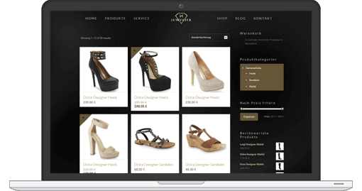 Beispiel eines professionellen Online-Katalogsystems im responsive Web-Design für Juweliere und Goldschmiede